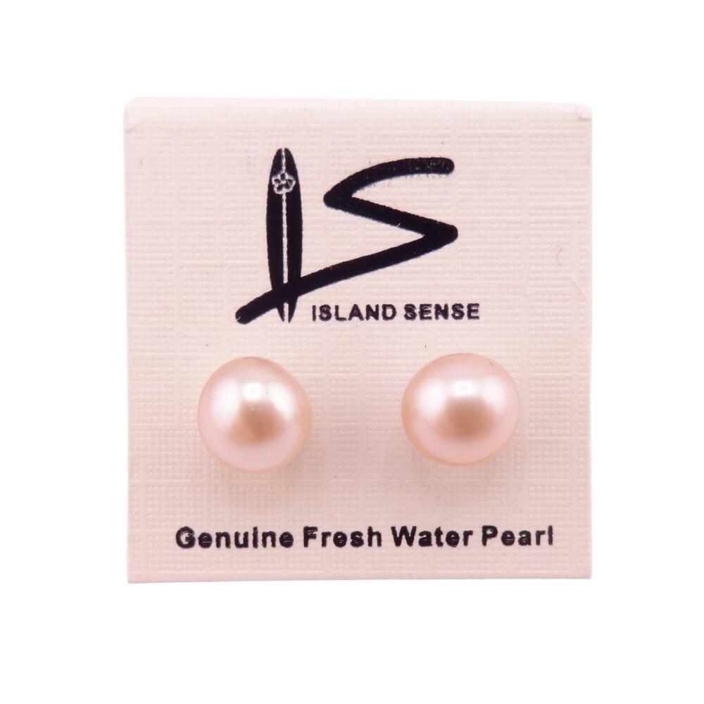 Island Sense 5mm Cream Genuine Fresh Water Pearl Stud Post Earrings NEW